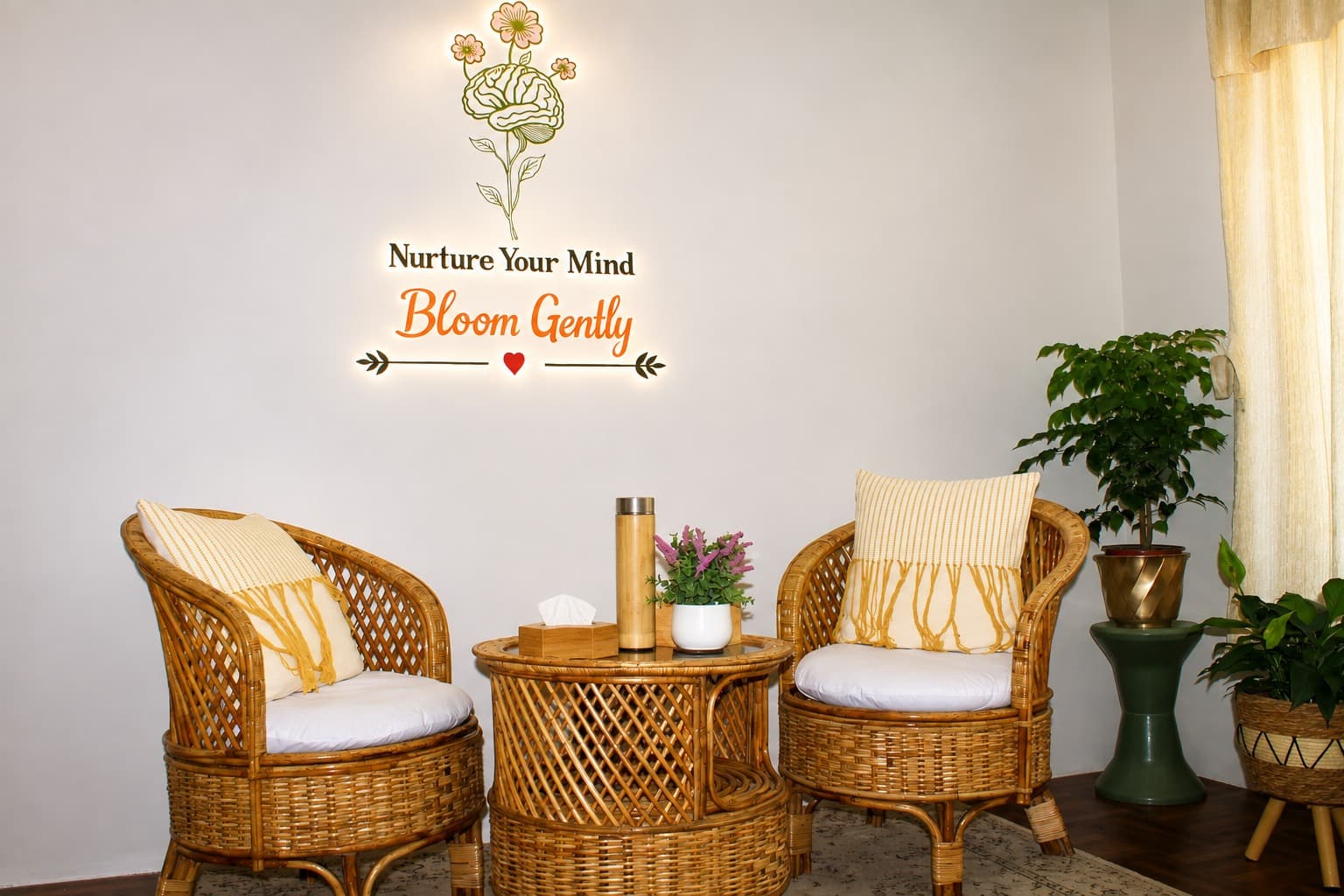 Peaceful and professional counselling room at Aarogya Man