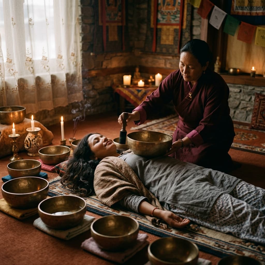 Sound healing session with Nepali participants